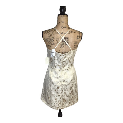 forever 21 woven dress cream Forever 21 Smocked Mini Dress Size S Floral Cream Bohemian Cottagecore Fairy