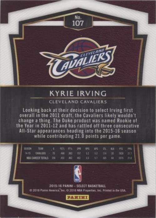 2015-16 Panini Select - Kyrie Irving #107 for sale | eBay