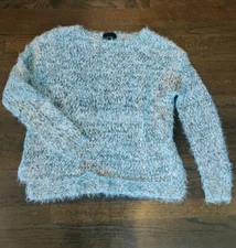 Women’s Fuzzy Knit Grey Multicolor Sweater Size Small