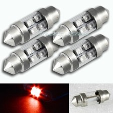 4x Universal 31mm Red 4 Smd Led Festoon Replacement Dome Map Glove Light Bulb