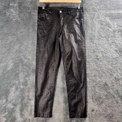 ANKO Girls Jeans Size 16 Black Shiny Denim Stretch Mid Rise Straight Casual