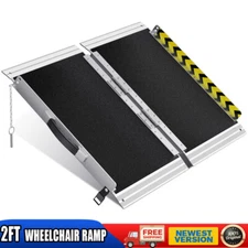 2 FT Folding Home Wheelchair Ramp Aluminum Portable Medical Mobility Threshold