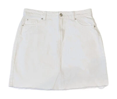 Damen Rock Jeansrock Weiß mit Fransen - Gr. 40, 46 C5 - Bild 1 von 3