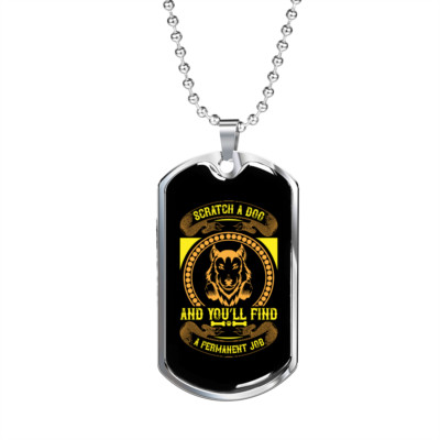 Permanent Job Yellow Necklace Stainless Steel or 18k Gold Dog Tag 24'' Chain