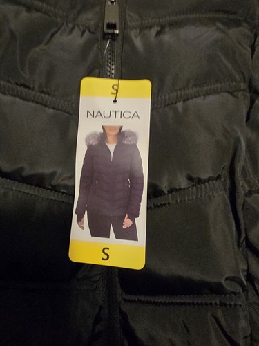 Nautica Women's Removable Hood Puffer Jacket Coat Color BK,Green,White - Picture 2 of 6