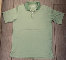 Eddie Bauer Polo Shirt Mens Green Short Sleeve Solid Cotton Collar Size Large