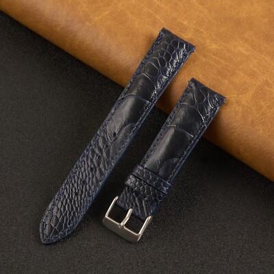 Blue Real Ostrich Leg Leather Watch Band Men Classic Ostrich Watch Strap Classic
