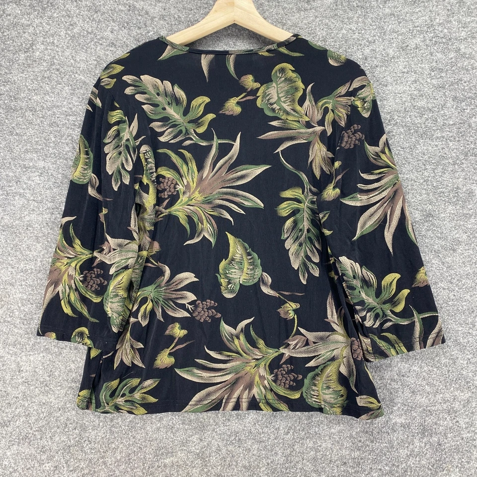 Blusa Briggs Mujer L Grande Negra Floral Manga Larga Cuello Redondo Pullover Informal Foto 2 de 4