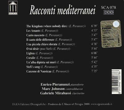 ENRICO PIERANUNZI/MARC JOHNSON/GABRIELE MIRABASSI RACCONTI MEDITERRANEI NEW CD