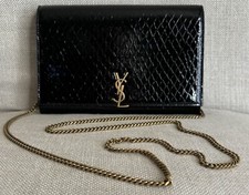 Saint Laurent - Croc Embossed Leather Wallet On A Chain New w/Dust Bag 2190