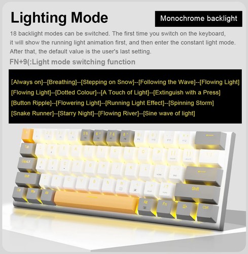 USB Mechanical Gaming Wired Keyboard Red Switch 61 Keys Gamer Russian Brazilian - Picture 16 of 29