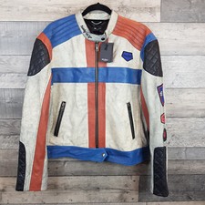 Muubaa Racing Moto Jacket Uk 8 Grey Leather Biker Patches Free People Zip Up Bn