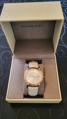 burberry damen uhr Modell 9012, weiß/rosegold