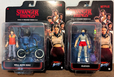 NEW! Stranger Things Hunt & Battle Will with Bike and Eleven 4'' Action Figures
