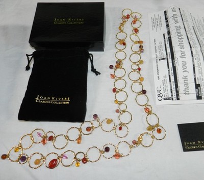 New w/ Box - Joan Rivers Sparkling Rings 40'' Necklace - Goldtone