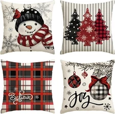 AVOIN colorlife Winter Snowman Joy Snowflake Christmas Throw Pillow Covers, 18 x