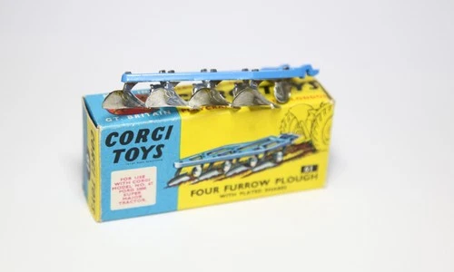 Corgi 56 Four Furrow Plough Plated Shares In Original Box - Excellent Lot 1