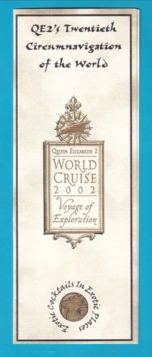 Orig Cunard Line R.M.S. QUEEN ELIZABETH 2  20th Circumnavigation of World MENU