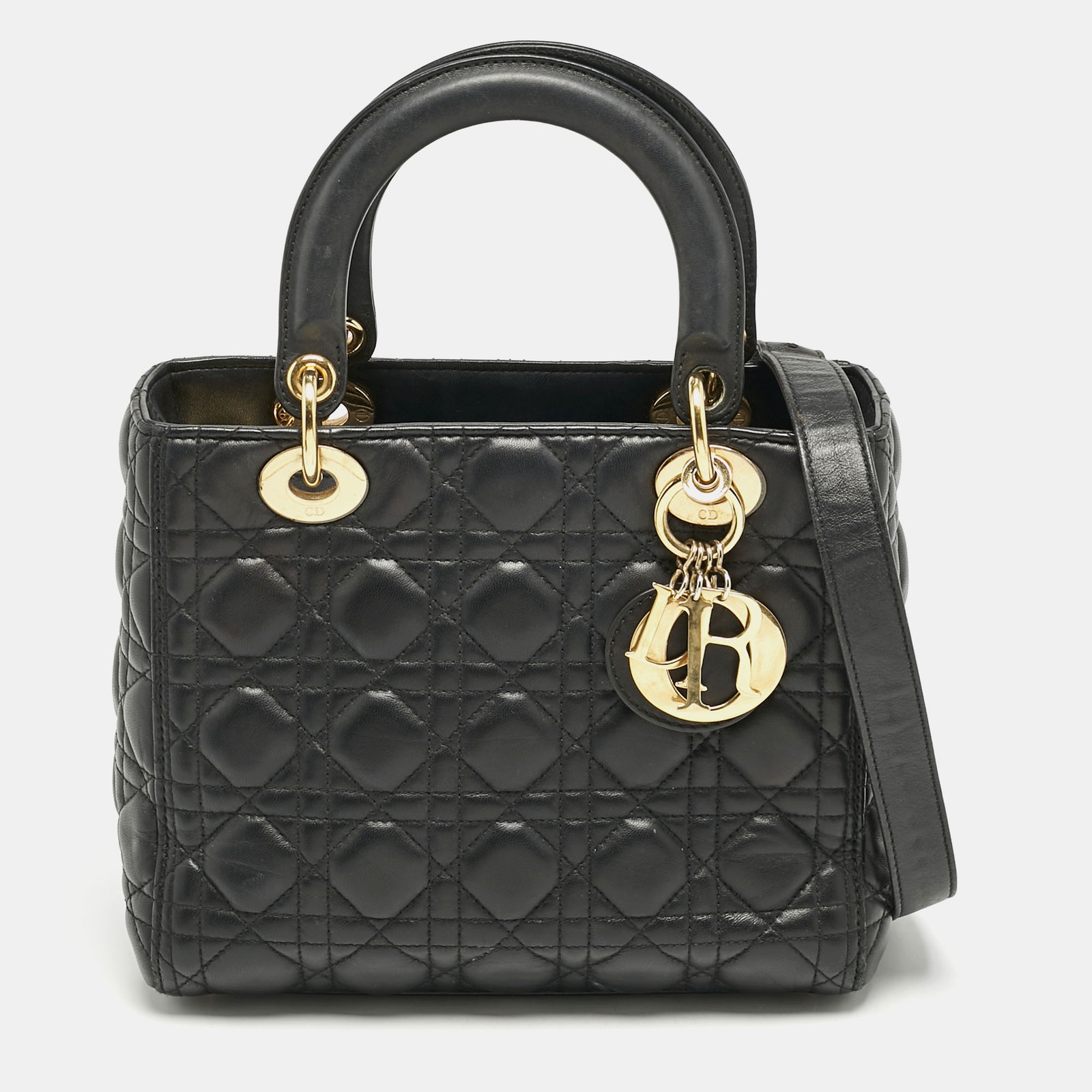 Dior Medium Lady Dior Tote in Black Cannage Leather
