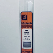 Plastruct 90723 Styrene Rectangle Strip 0.020"x 0.060"x 10" (10)