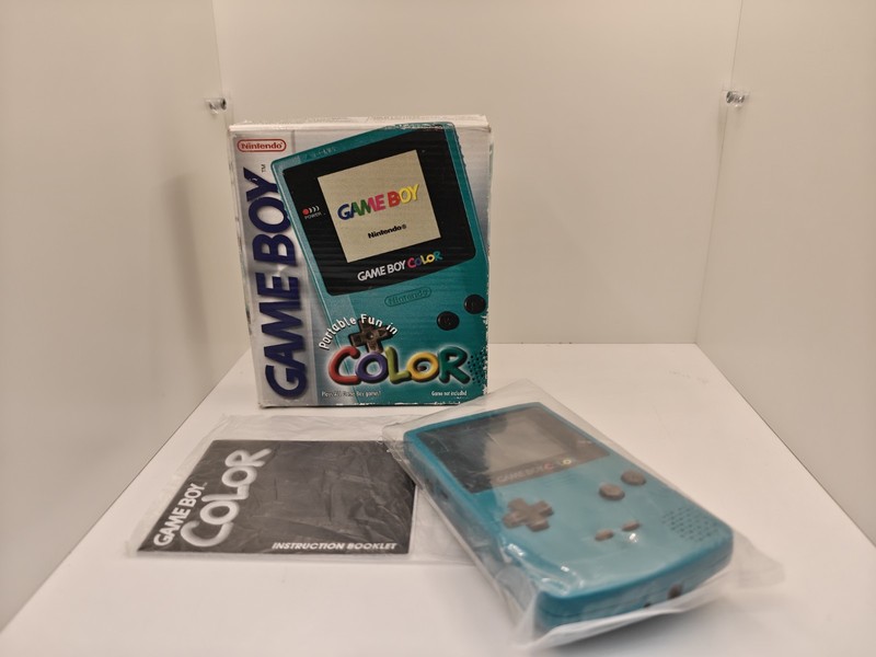 Nintendo Game Boy Color Teal Boxed with Instructions, Tested Working