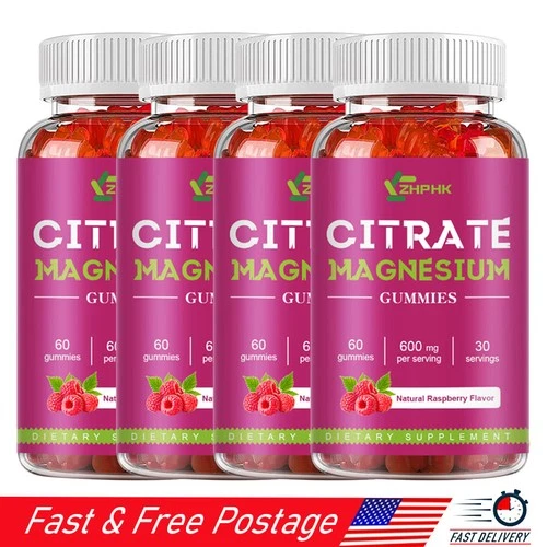 1-4x Magnesium Citrate 600mg Gummies Super Strong Effective Vegan Gummy 60 Pills