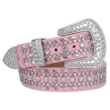 Kids Rhinestone Belt for Girls Boys,Western fits waist size 19"-24" A: Pink