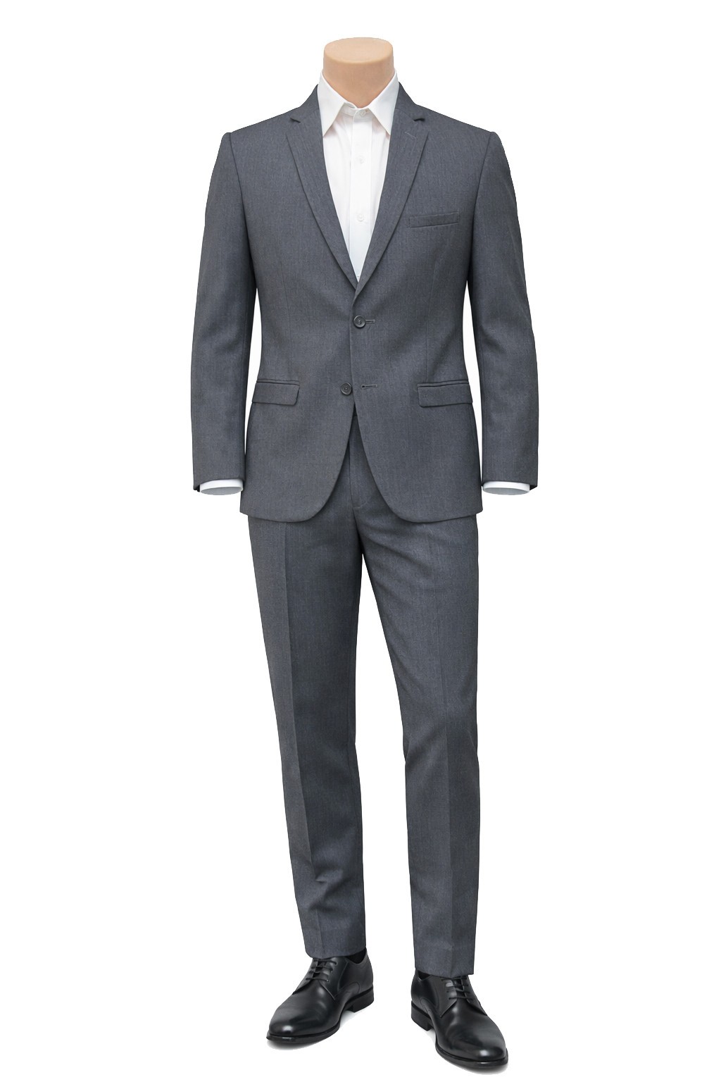 Men’s Jean Yves Steel Grey Suit 2 Button with Flat Front Pants 40R 34W
