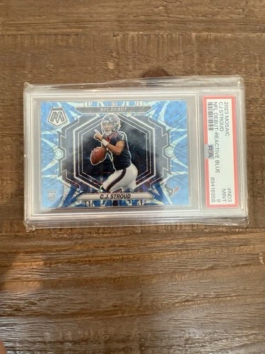 2023 Panini Mosaic C.J. Stroud NFL Debut Reactive Blue Mosaic Prizm Rookie PSA 9