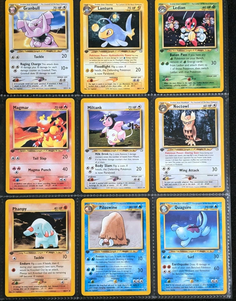 1st Edition Pokemon Neo Genesis Non Holo Set All 92 Common Uncommon & Rare Cards - Image 4 of 4
