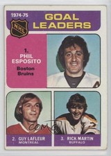 1975-76 Topps League Leaders Phil Esposito Guy Lafleur Rick Martin #208 HOF 09j5
