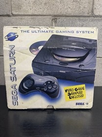 SEGA Saturn Home Console - Black w/ Cardboard, Inserts & 3 Controllers