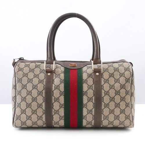 GUCCI GG Supreme Canvas Sherry Line Hand Bag Beige 010 47 302 Auth #57686A