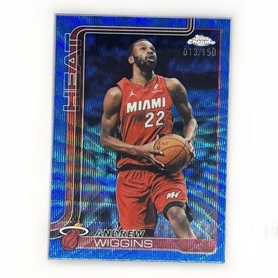 2025-26 Topps Chrome Update Andrew Wiggins Blue Wave Refractor /150 #128 Heat