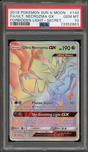 Pokemon Ultra Necrozma GX Forbidden Light Secret Rare #140 PSA 10 Gem Mint