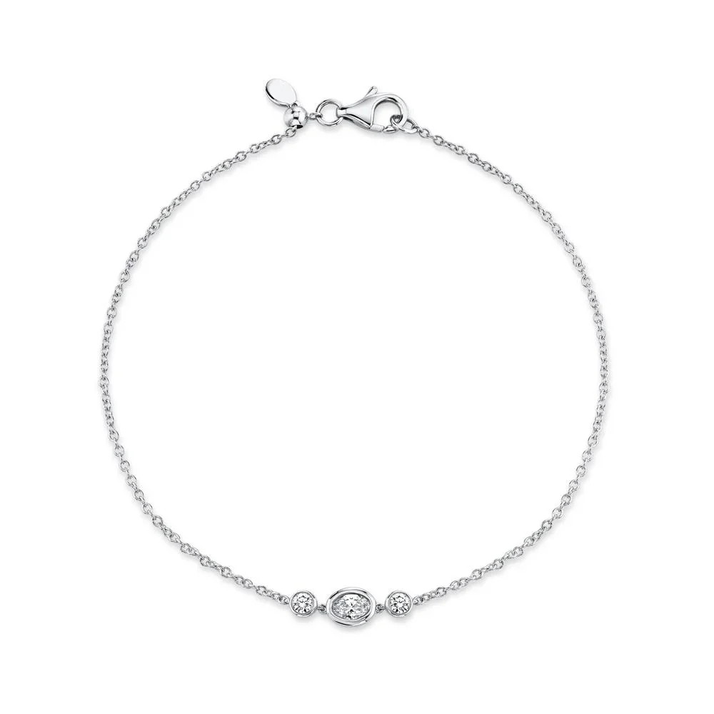 0.30ct Oval and Round Brilliant Cut Diamond Bolo Bracelet