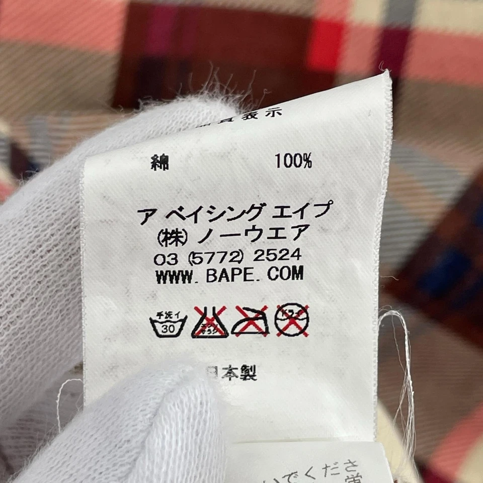 BAPE Plaid Check Hoodie a bathing ape Nigo Era VTG Vintage L - Image 4 of 4