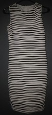 Calvin Klein 2WomensBlackWhiteStriped 1/2ZipperBodyconLinedSheathDress   Stretch