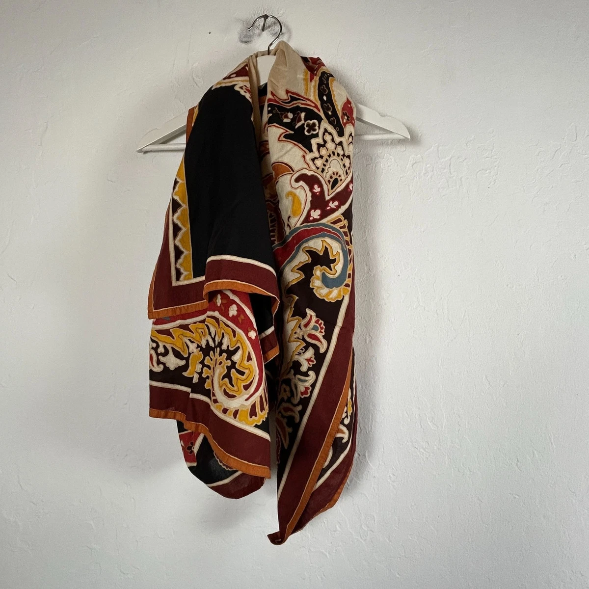 Foulard Vintage Jim Thompson - 100% Coton, Dimensions 46x47 Cm - Couleur Orange, Style Bandana/carré - Occasion