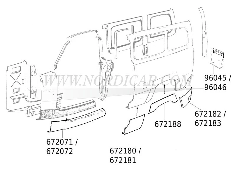 Volvo 672181 chapa de reparación umbral derecho dueto - Imagen 2 de 2