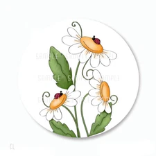 LADYBUGS ON DAISIES SCRAPBOOK STICKERS LADYBUG FAVORS FLOWER ENVELOPE SEALS