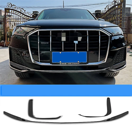 3PCS Black Titanium Front Bumper Grille Lower Strip Car Trim For Audi Q7 2020-23 - Picture 1 of 3