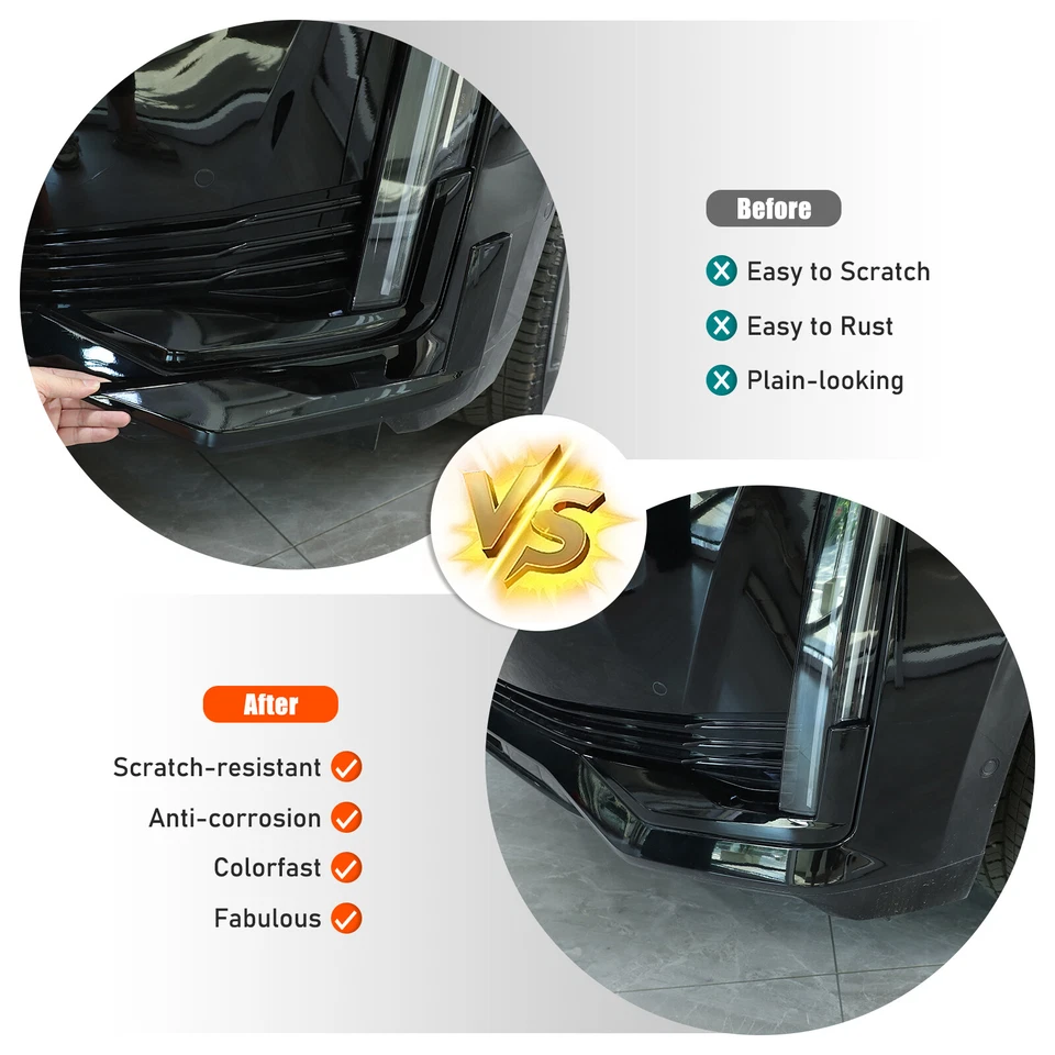 ABS Black Front Bumper Side Grille Trim Strip For Cadillac Escalade 2021-2023 Foto 3 de 4