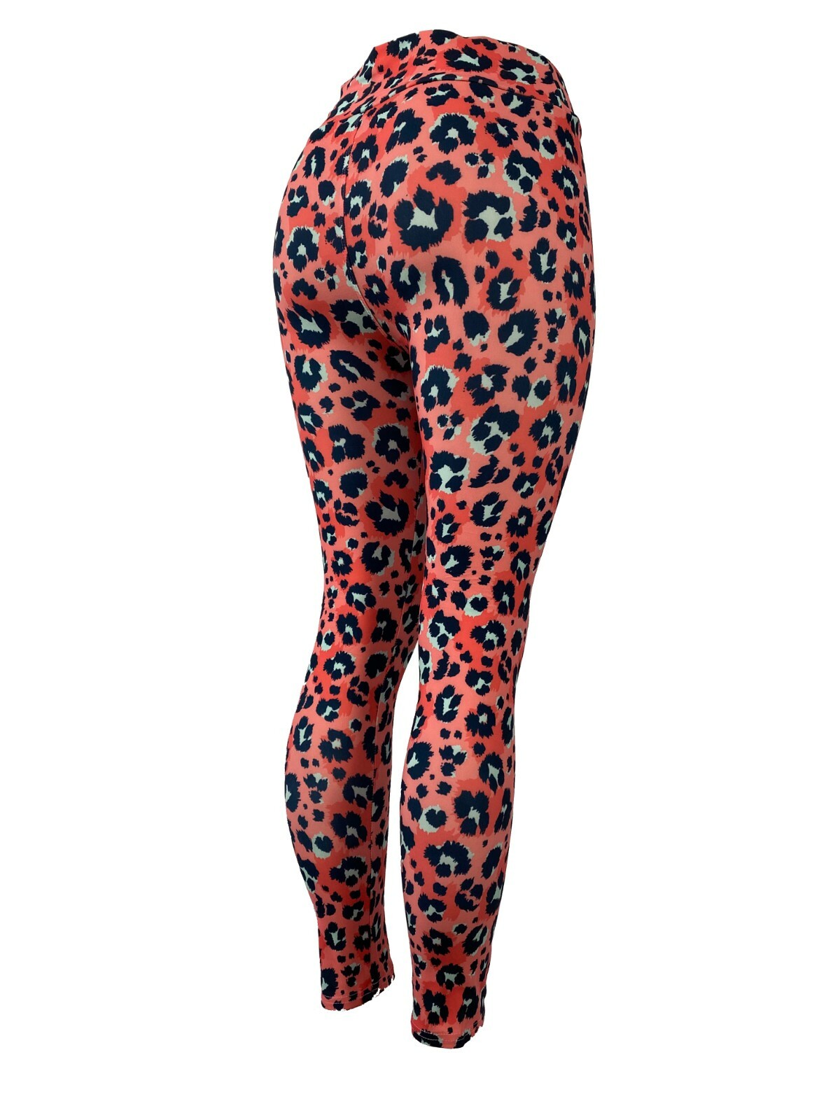 Leopard Print Shades Of Coral & Blues Leggings One Size Curvy Diva