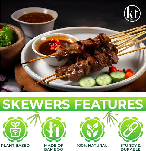 100pcs 18" long Bamboo Skewers Sticks for BBQ Kabob Grilling Barbecue Marshmallo - Picture 3 of 6