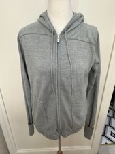 Lululemon Gray Hooded Full Zip Sweater Wool Blend Jacket Size 8-10