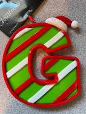 Initial Letter  G  Santa Resin Christmas Ornament 4  x 3.0  x .5  NEW Holiday