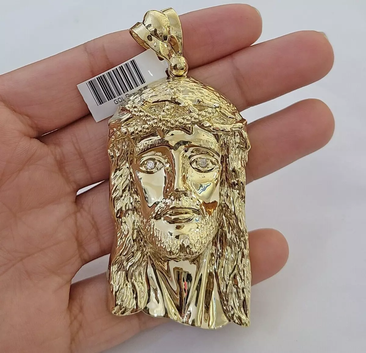 Real 14k Yellow Gold Jesus Head Charm Pendant 3 Inch face 14kt gold Charm