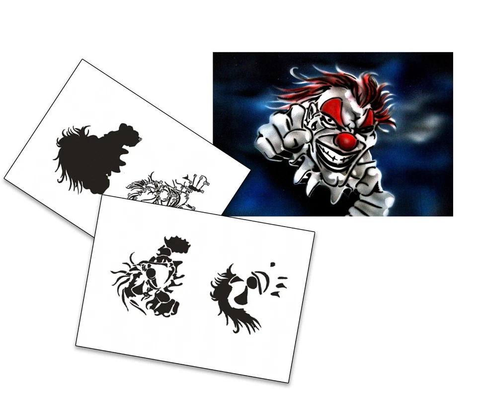 UMR-DESIGN Plantilla de aerógrafo AS-030 Joker Step by Step para pintura de tatuaje de pared en spray acrílico