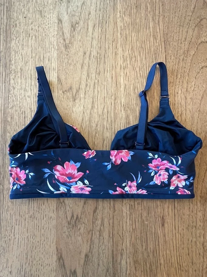 Sujetador Bralette SOMA Azul Marino Floral PEQUEÑO Abrazable Reversible Sin Forro Foto 2 de 2